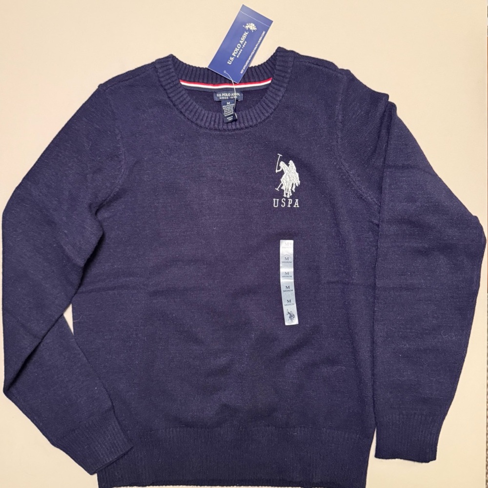 U.S. Polo Assn. Blue Crew Neck Sweater with Embroidered Logo